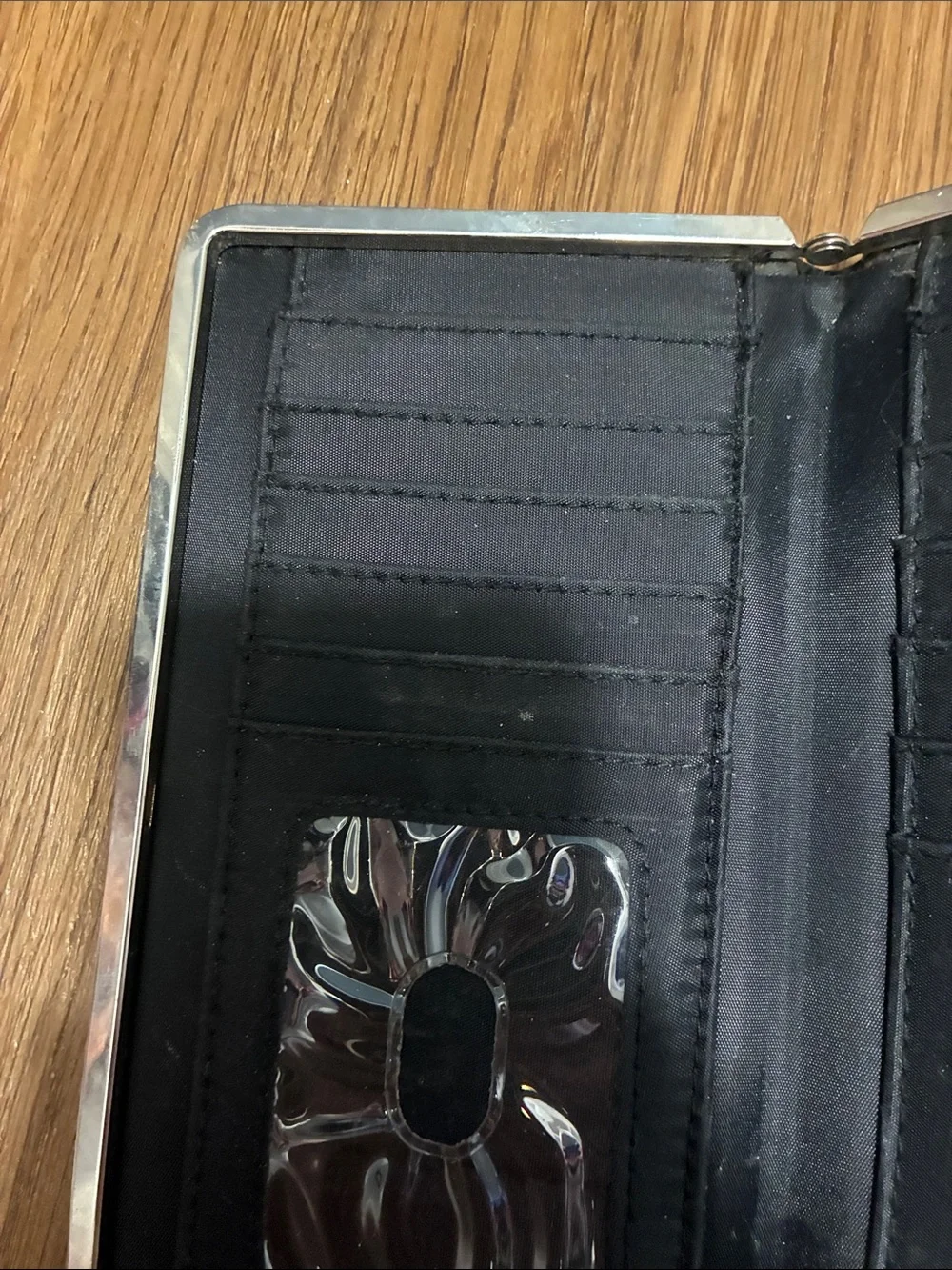 Floral Pattern Black Vegan Leather Wallet - Picture 6 of 7